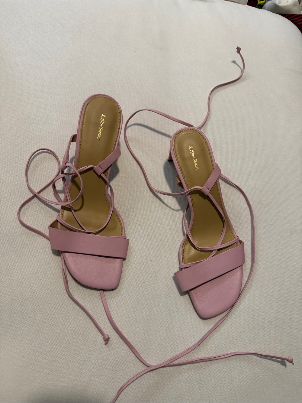 & other stories Strappy Lace-Up Sandals in Pink Like New